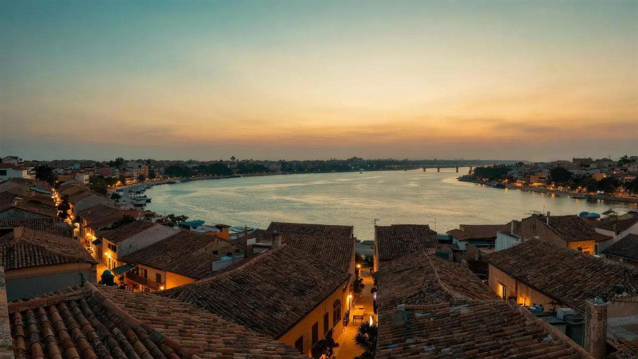 A coastal destination at golden hour